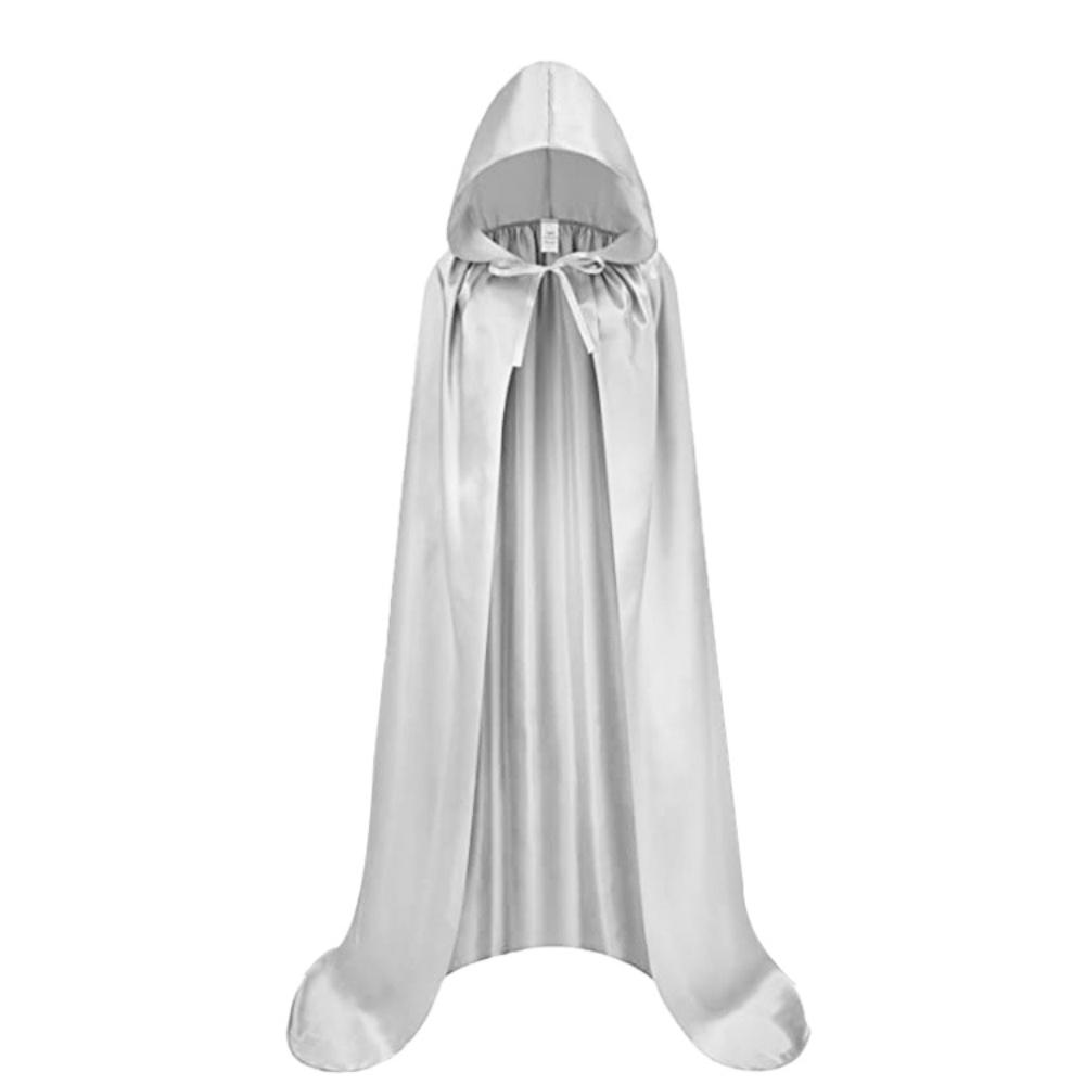 

Хэллоуинский плащ Мягкая унисекс мантия с капюшоном Черный халат Ведьма Длинная накидка Косплей костюм Реквизит Праздничные принадлежности для выступления Праздничное украшение M-130cm&Other белый