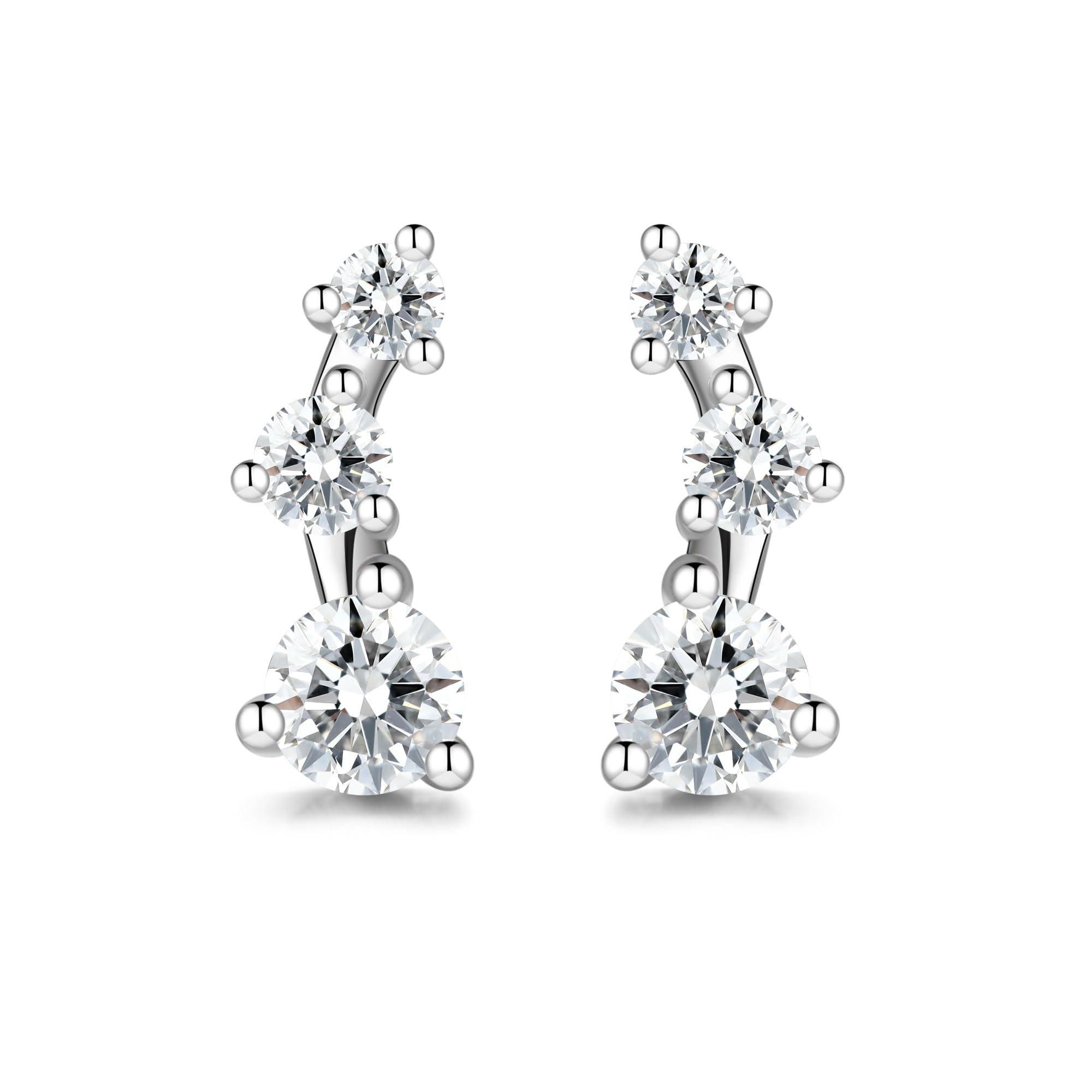 

Earrings for pure round synthetic line 2 platinum gift wrapping included women, 0.5ct lab-grown diamond, DEF/VS, cut, diamond, motif, pieces, silver,