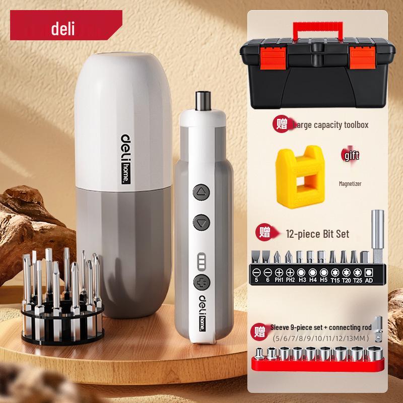 Deli Rechargeable Electric Screwdriver Set - Compact, Fully Automatic, Multifunctional with Lithium Battery for Household Use