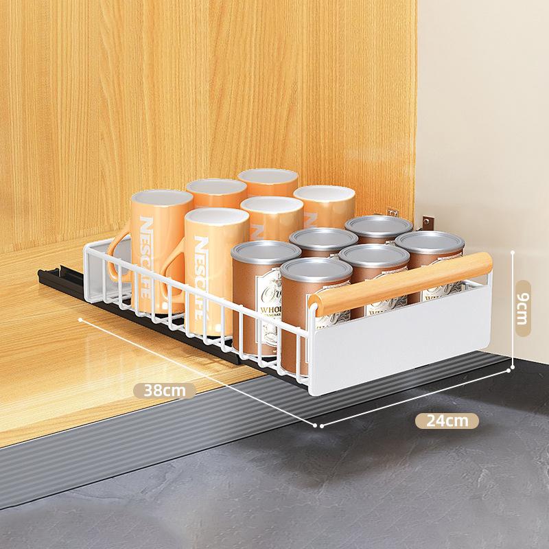 

Многофункциональная корзина для хранения посуды, бутылок и банок с наноклеем, выдвижная корзина под раковиной Shelf S белый