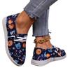 Fashion Pumpkin Shoes for Women Autumn New Style Round Toe Printed Front Lace-up Shoes Breathable Cloth Loafers Espadrilles Luxury Shoes