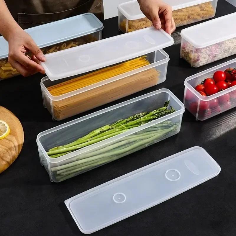 Noodle Storage Box Rectangular Plastic Refrigerator Food Freshness Box with Lid Kitchen Grain Food Noodle Seal Box Kitchen Tools