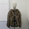 Womens Retro Streetwear Faux Fur Coat With Metal Buttons Warm Thick Winter Outerwear Round Neck Long Sleeve