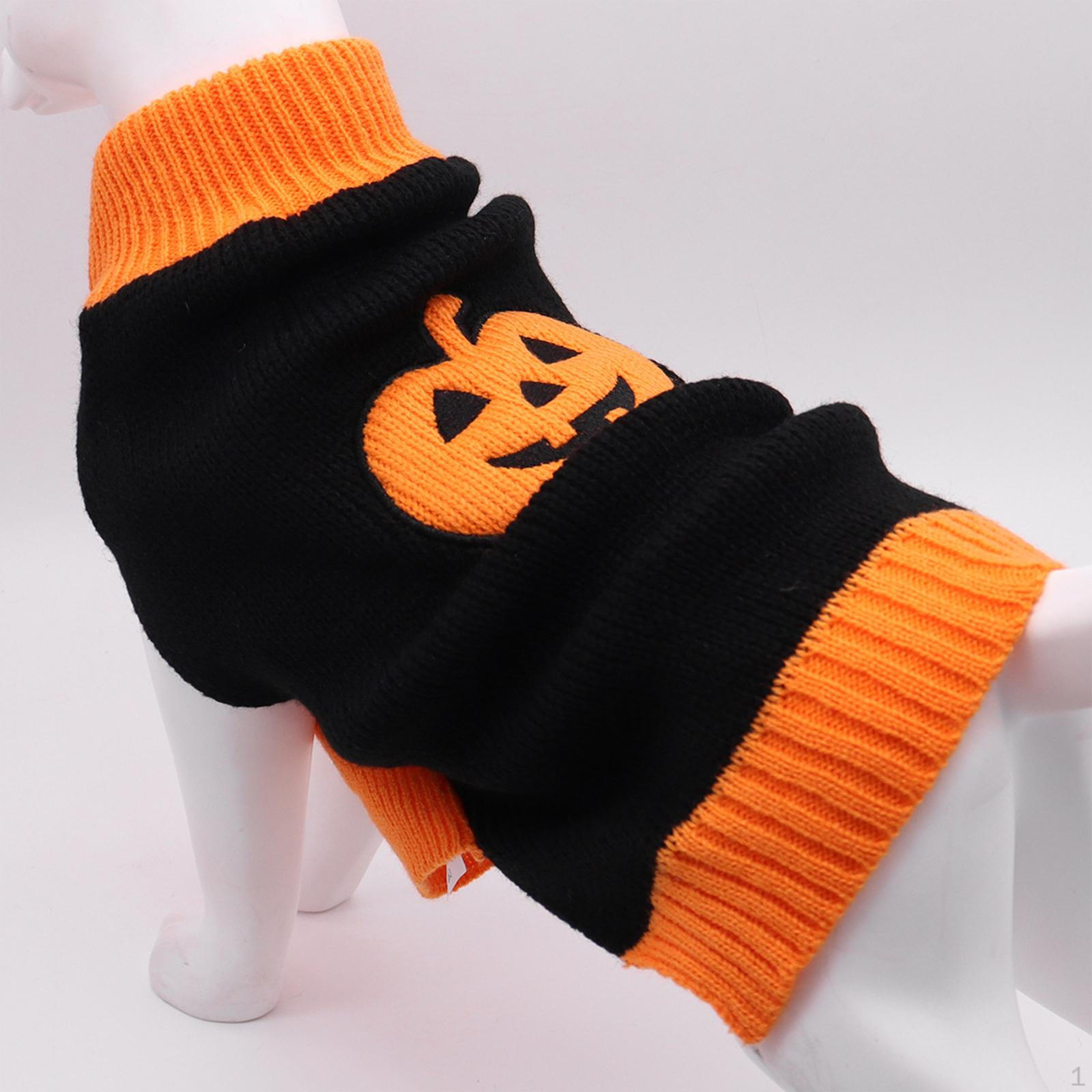 

Dog Halloween Sweater Apparel Pet Supplies Knitwear Clothing Costume Pumpkin Clothes for XS