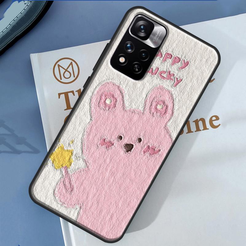Kawaii Bears Rabbit Oil Painting Case For Xiaomi Redmi 13C 10C 12C 14C Redmi Note 14 13 Pro 12 11 9 10 9S 10S 11S 12S Cover