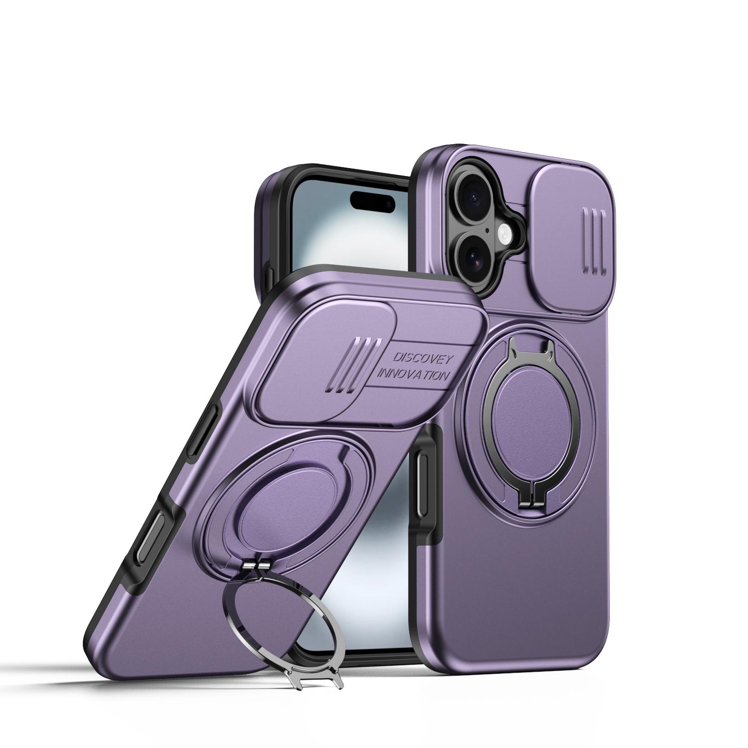 

Магнитный чехол-подставка с вращением на 360° для iPhone 16 15 14 13 Pro Max 16 15 14 Plus 17 Для Magsafe Сдвижная крышка для защиты камеры iPhone17 фиолетовый