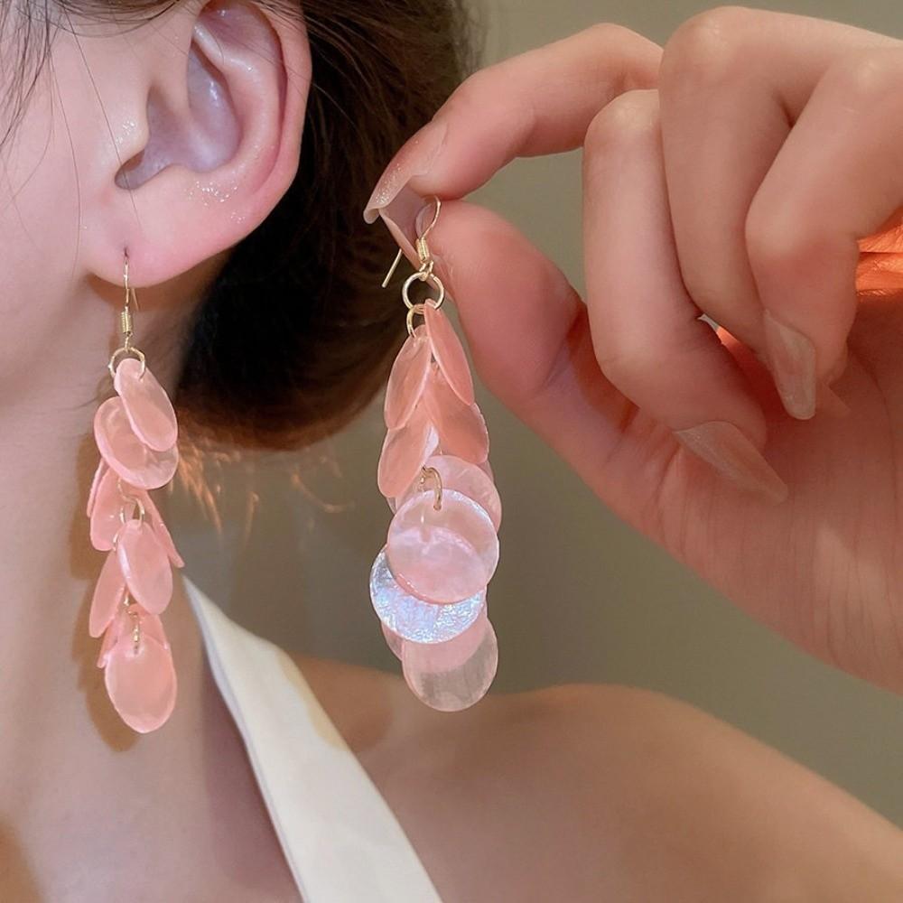 Hooks Shell Tassel Earrings Vacation Style Tassel Drop Earrings Shell Dangle Earrings Beach