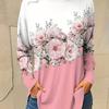 Fashion Women's Floral Graphic Elegant O-Neck Long Sleeve T-Shirt Y2K Casual Tops Womens Clothing Harajuku Pullover