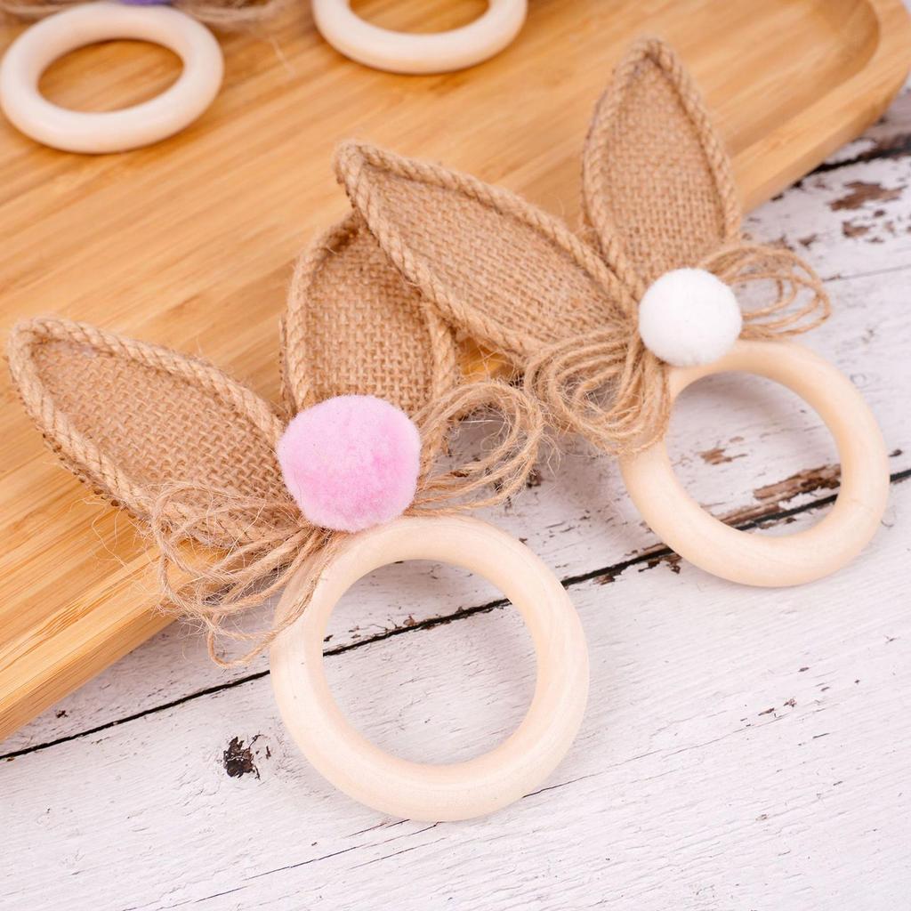 Spring Napkin Rings 6 Pieces Boho Serviette Buckles Party Supplies Rabbit Ear Holiday Napkin Ring Holder for Home Entertainers