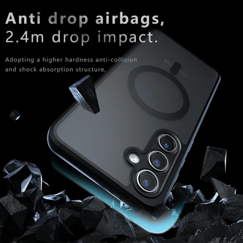 Luxury Matte Skinfeel Magnetic Air Bags Case Samsung Galaxy S25 S24 S23 S22 Ultra Plus FE A55 A54 A35 A25 A24   Anti Fall Cover
