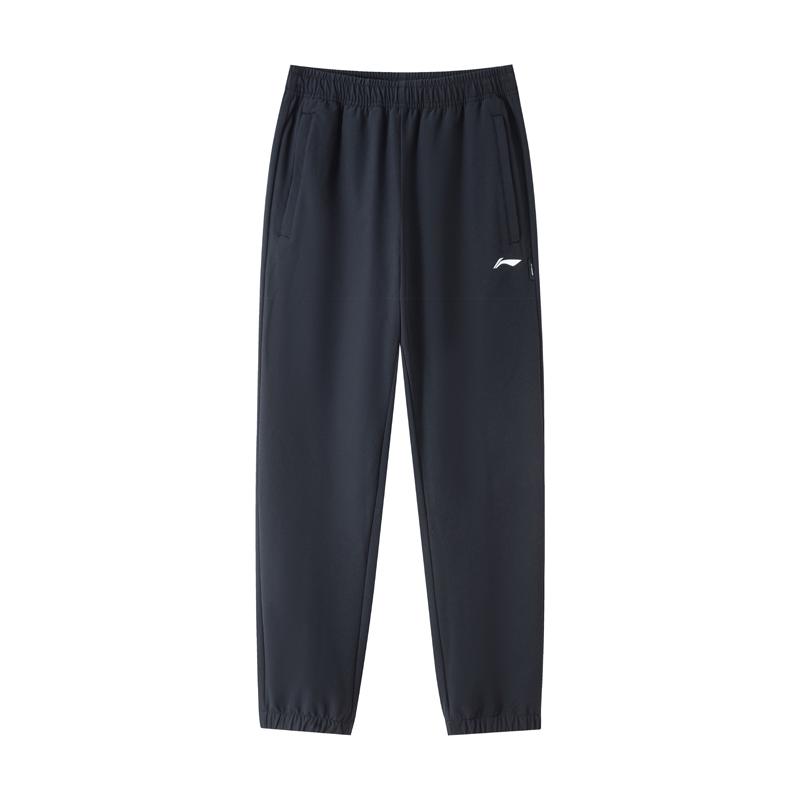 Li-Ning Весенне-осенние тонкие флисовые повседневные универсальные спортивные брюки мужские низ Черный AYKU787 S