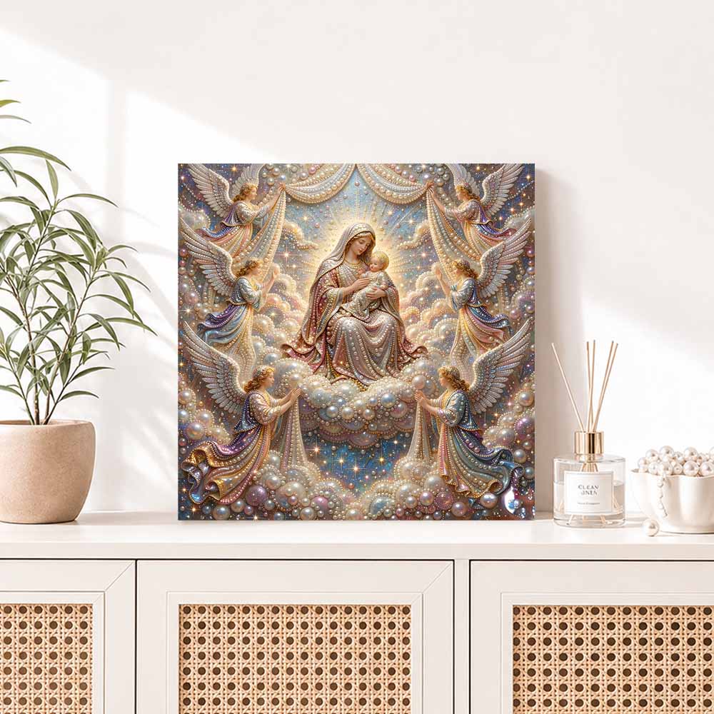 Pearl Painting 5D DIY Decorative Painting. Holy Mother and Angels. Cute Birthday Gift. Handmade Art Painting
