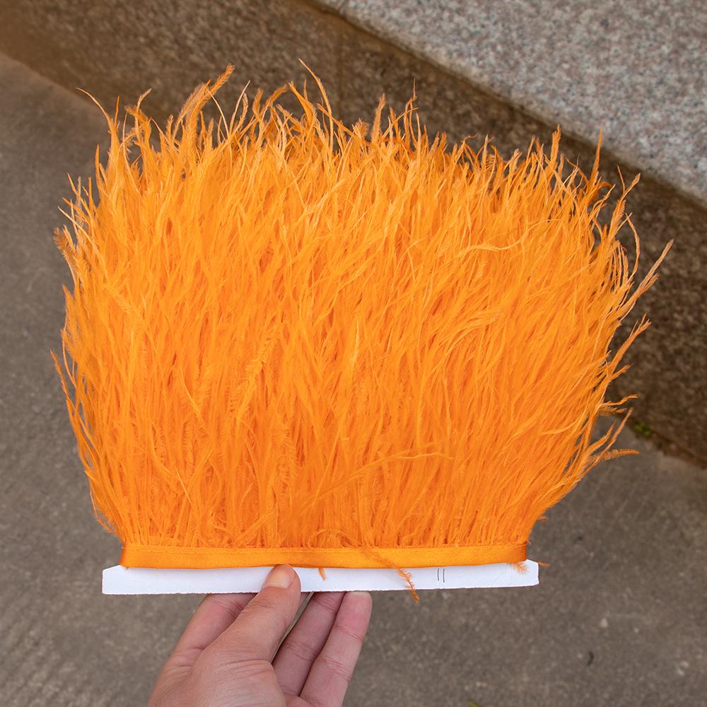 8-10Cm Ostrich Feather Trims For Skirt Natural Ostrich Feathers On Tape Ribbon Decoration For Dresses Carnival Accessories