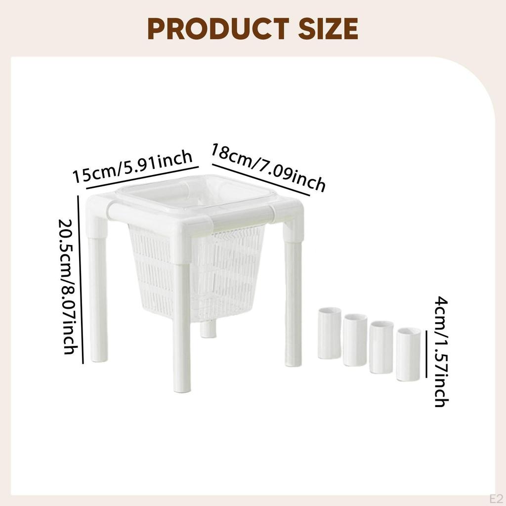 Turtle Tank Aquatic Plant Holder Basket and Stand White with Heightening Tubes Support