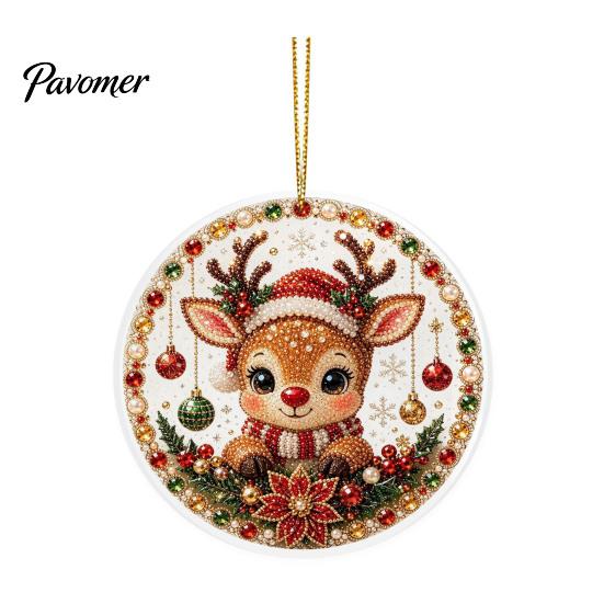 Office Holiday Decorations Christmas Acrylic Hanging Ornament, 2D Flat Double Side Printed Ornaments Santa Snowman Pendant for Tree Window,