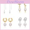 Elegant Pearl Drop Earrings For Women With Geometric Alloy Design And Sparkling Crystals