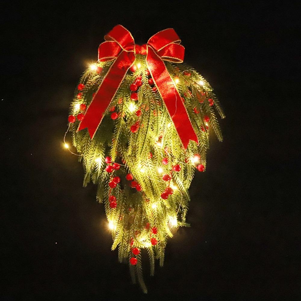 

Christmas Artificial Norfolk Pine Garlands LED Hanging Kitchen Cabinet Wreaths with Lights Front Door Christmas Pine Wreath