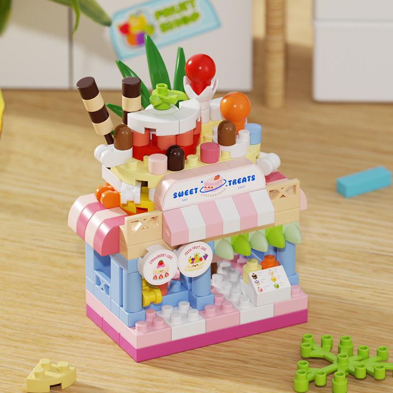 Dynamic Cityscape Building Block Toys - Coffee, Cola, and Convenience Store Models for Kids
