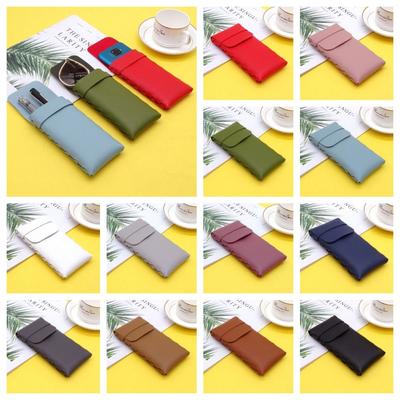 Solid Color Glasses Case Lightweight Eyeglasses Holder Fashion Leather Sunglasses Box Bag  Outdoor