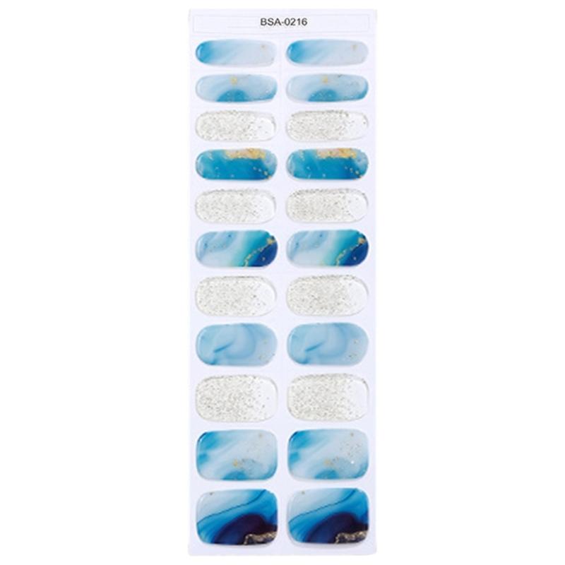 

Gel Nail Stickers Set 22Pcs Full Cover Gel Nail Wraps Quick Application No Light Needed Gel for Fashionable Women