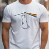 New Summer Men's Fashion T-shirt Personality Rainbow Cat Printed Men's T-shirt Top
