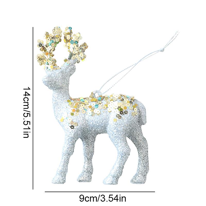1PC Flocked Reindeer Tree Decoration Glitter Reindeer Scandinavian Christmas Ornament Holiday Decor 10x14cm