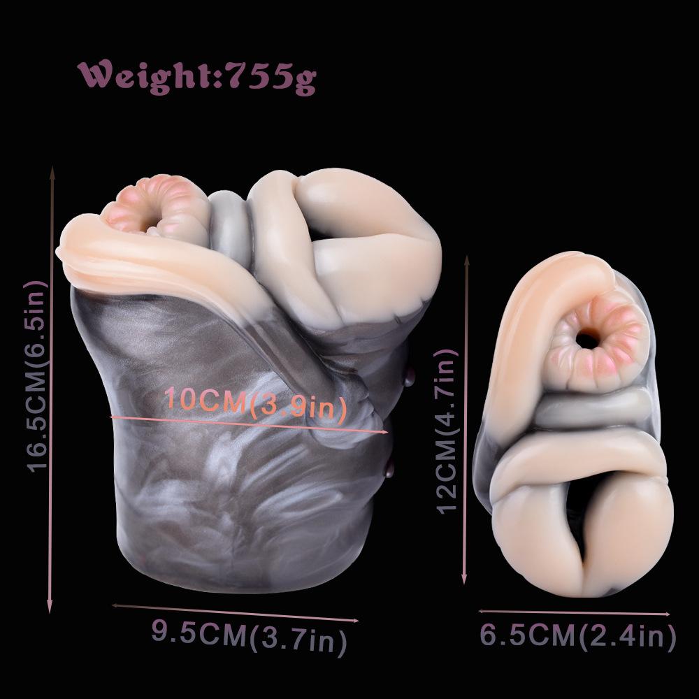 Plysj onani for menn Jet Cup Dual Channel Flytende Silikon Simulering Dyr Vagina Nyhetsstimulering Voksen Sexleketøy