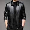 Men's soft leather jacket spring new middle-aged and elderly dad wear business casual leather jacket for men