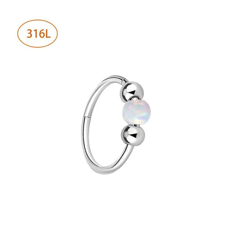 1Pc Blue Opal Nose Piercing Gold Color Septum Ring Stainless Steel Nose Clicker Ear Helix Cartilage Piercings 18G Jewelry