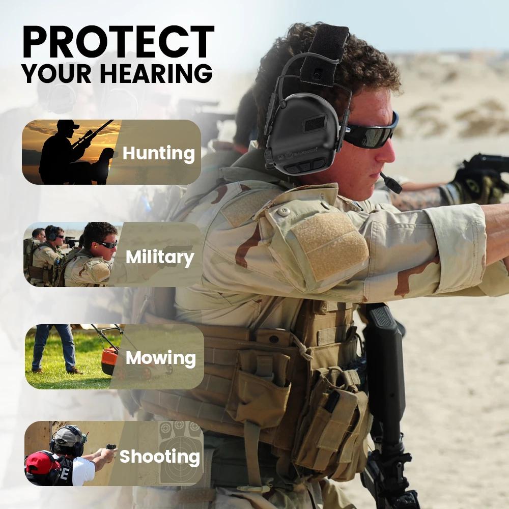 EARMOR M32 SE Tactical Headset Hunting Shooting Noise Cancelling Headphones with PTT,Brackets Fit for Wendy M-LOK ARC Helmet