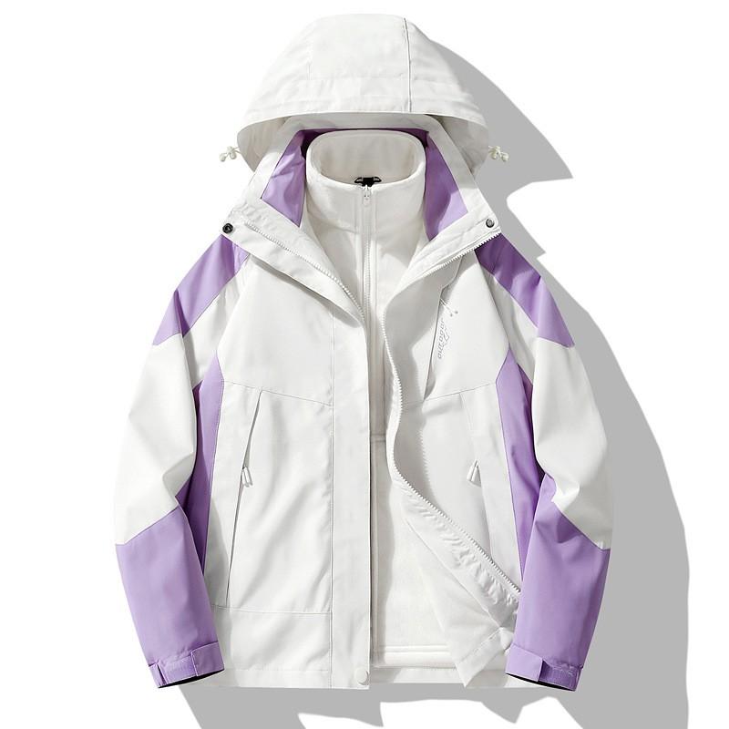 Unisex 3-in-1 Waterproof Windproof Outdoor Jacket With Fleece Liner Hiking Climbing Skiing Small Stature