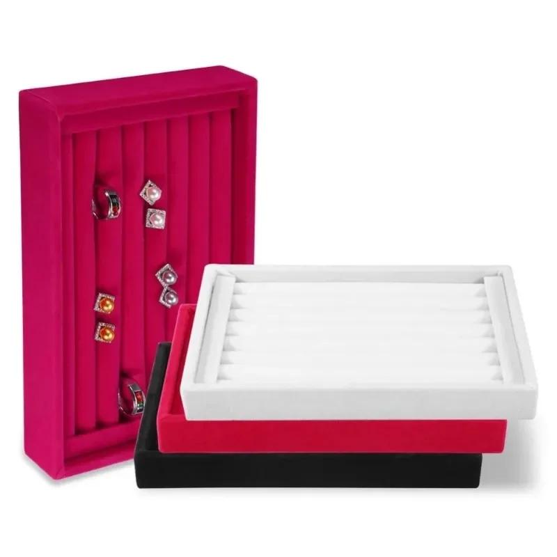 1PC Ring Earrings Organizer Ear Stud Jewelry Display Stand Holder Rack Showcase Plate Jewelry Box Casket