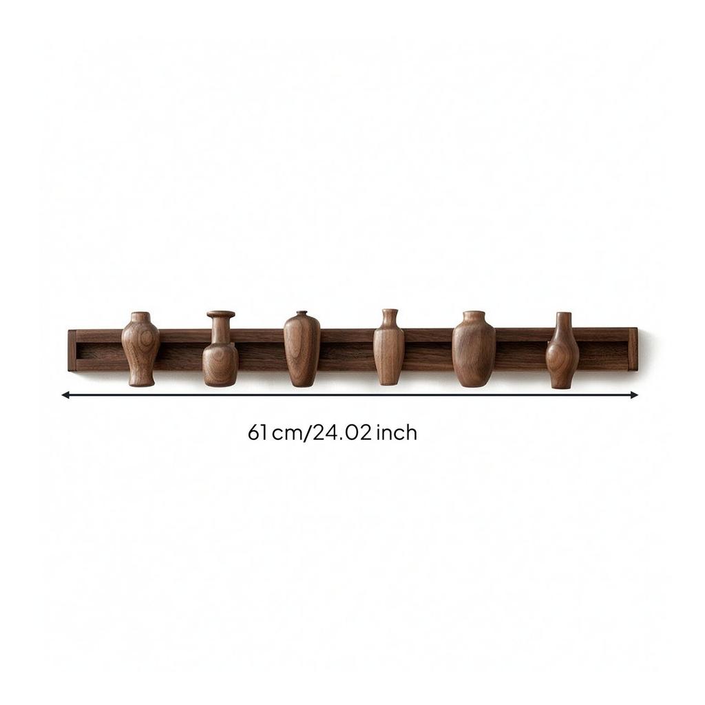 Coat Hook Rail with Sliding Hooks Decorative Wall Stylish for Entryway