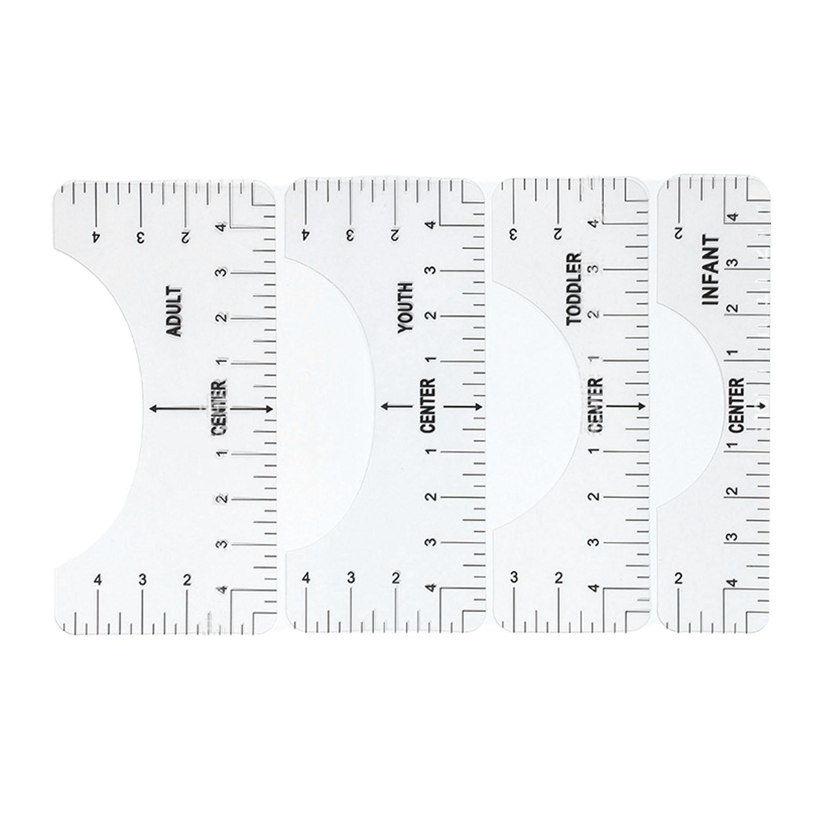 

4 шт. линейка для футболок с прозрачной шкалой, глянцевые углы, пластиковый инструмент для выравнивания футболок для домашнего хозяйства