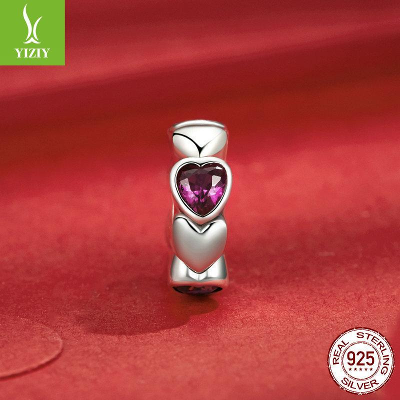 Love Splicing Diy Silicone Positioning Bracelet Beads, Fashionable And Versatile S925 Sterling Silver Heart-Shaped Beads