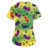 Women's Fashion V-neck Short Sleeve Workwear With Pockets Printed Tops
