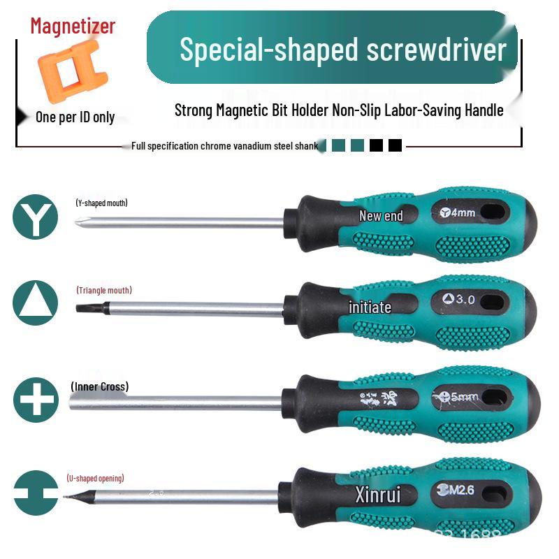 Multi-Shaped Screwdriver Set: Triangle, U, Y, Inner Cross, and Three-Edged Heads for Household Use
