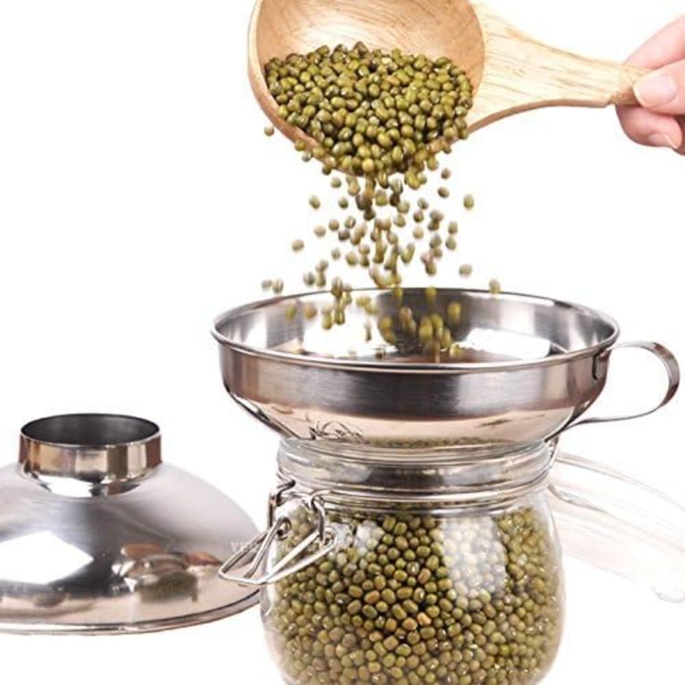 Wide Mouth Canning Funnel with Handle for Mason Jars, Stainless Steel Kitchen Funnel Strainer for Regular and Wide Mouth Jars