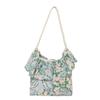 Casual Tote Bag With Floral Print And Ruffle Edges For Beach And Day Trips