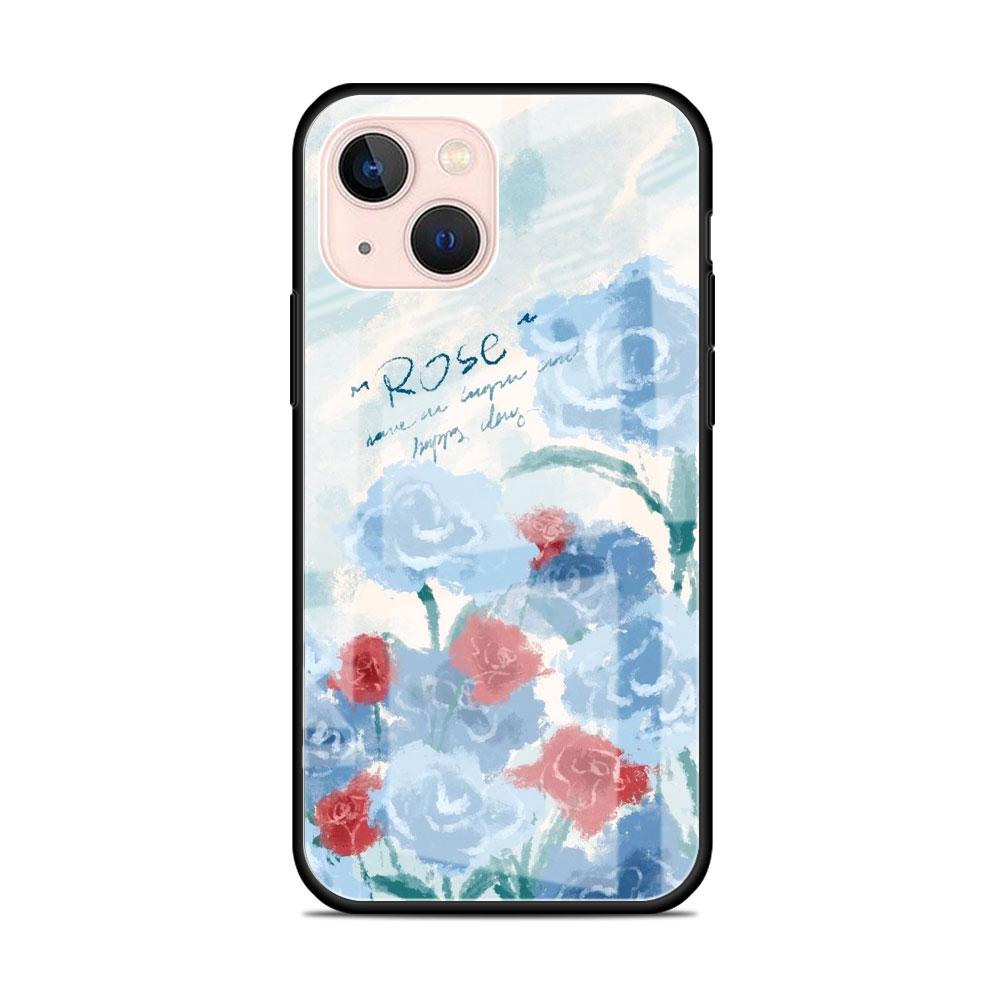 Glashülle für Apple iPhone 14 13 Pro 11 12 7 8 Plus SE 2022 XR X XS Max 6 6S Gehärtete Handyhülle Blume Niedlich