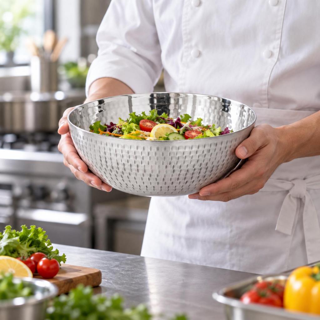 Food-Grade Stainless Steel Serving Bowl Easy to Clean with Wide