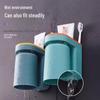 Punch-Free Wall-Mounted Toothbrush and Rinse Cup Holder for Dorms and Bathrooms