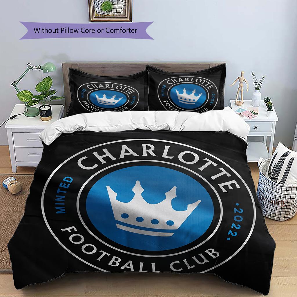 Charlotte FC Pattern Bedding Home Decoration Birthday Gift (1 * duvet cover + 2 * pillowcase, without core)