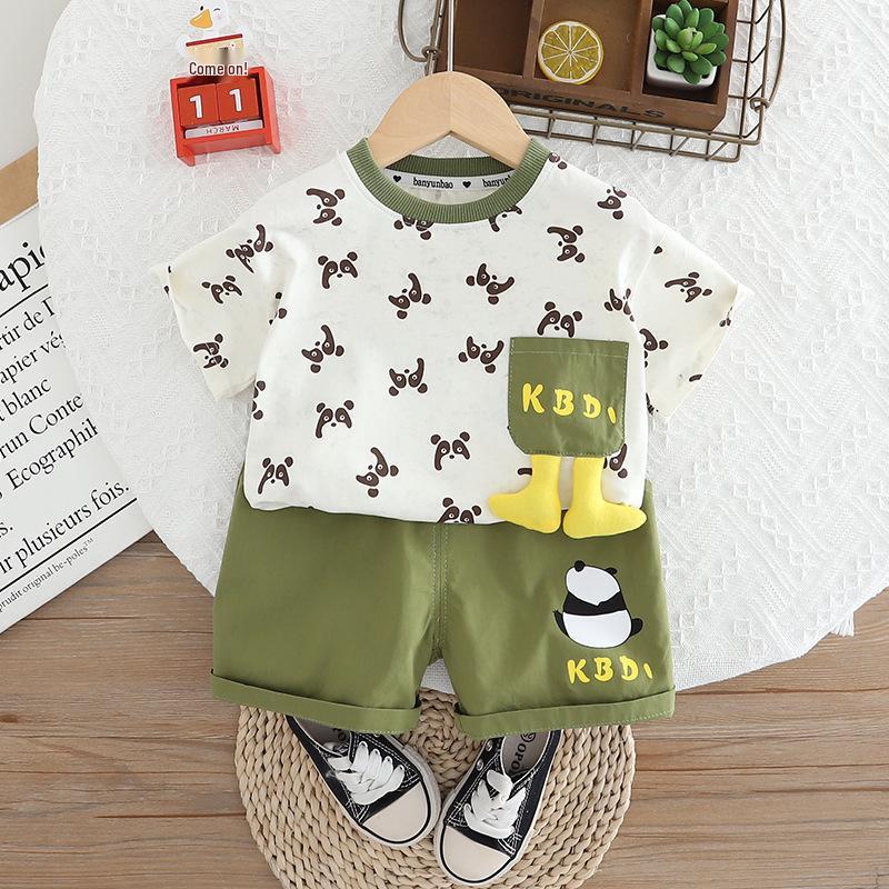 

Boys Korean Style Cool Summer Outfits 2025: Trendy Short Sleeve Set 80cm-120cm/1 set of 5 pieces белый