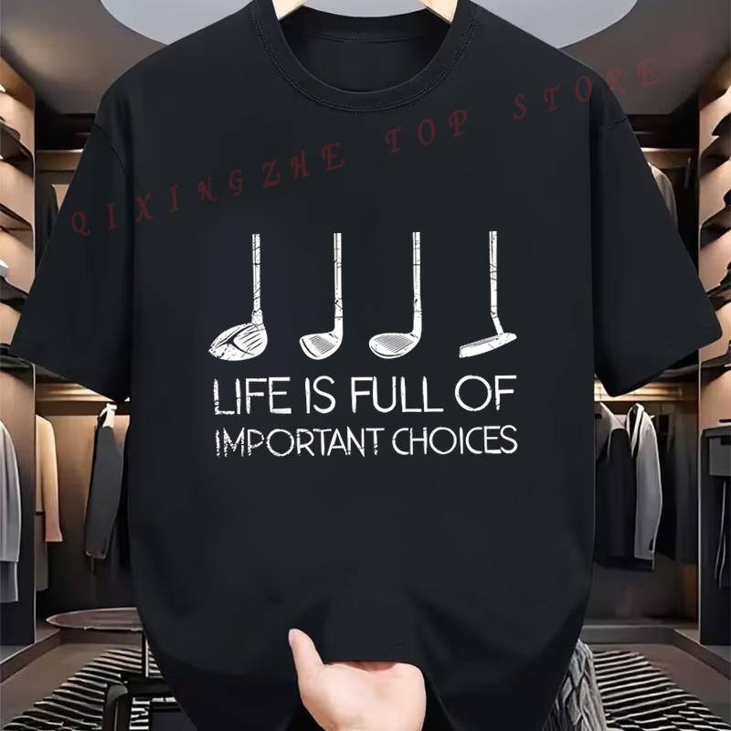 MenS Funny Golf TShirt With Life Is Full Of Important Choices  Golf Swing Tshirt Funny Present For Mens Short Sleeve TShirts