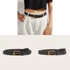 No Ip Womens Wide Woven Pu Leather Belt With Metal Pin Buckle For Casual Fashion Summer Wear