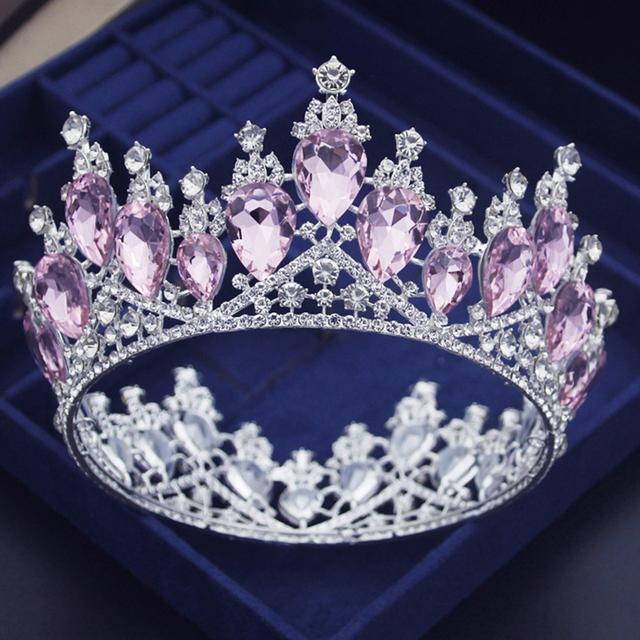 Baroque Water Drop Ab Crystal Wedding Crown Royal Queen Prom Bride Diadem Pageant Circle Tiaras Headdress Wedding Hair Jewelry