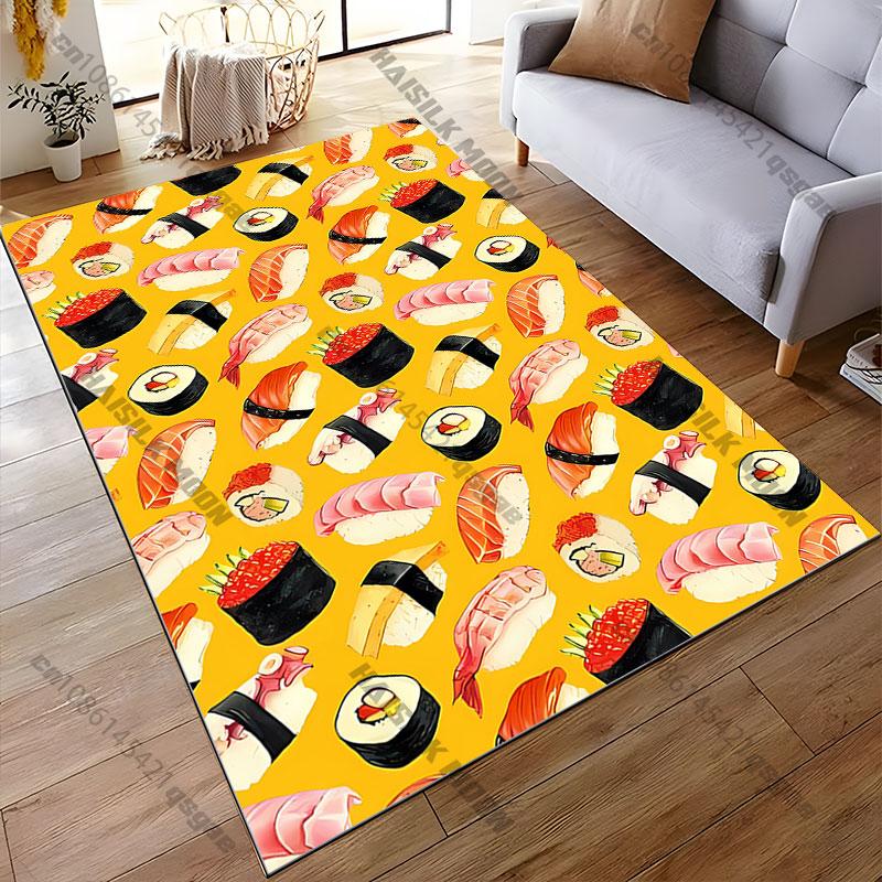 Colorful assortment of sushi pieces carpet Yoga living room room decor children's crawling mat doormat area rug games mat