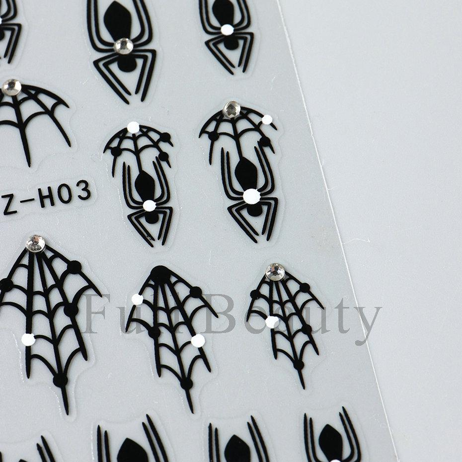 New Nail Art Stickers Ins Halloween Dark Series Spider Web Spider with Diamond Nail Art Stickers