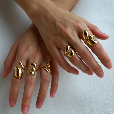 18K Gold Non-fading Light Luxury High-end Lava Stainless Steel Open Ring Women's Ring Ring Ring